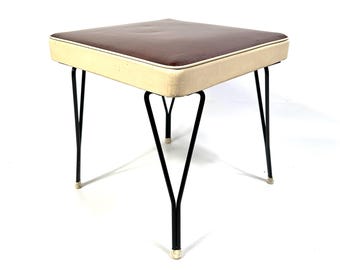 Hocker Vinyl Sitz, Hairpin Beine, Skandinavisch Mid Century 1960er Jahre