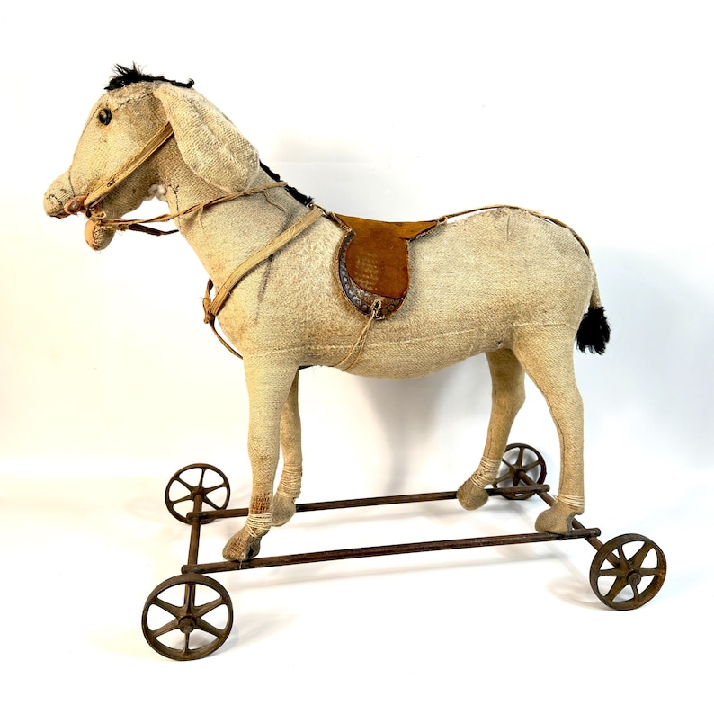 Steiff åsna dragleksak antik tysk åkdjur c1910-1925 bild 4