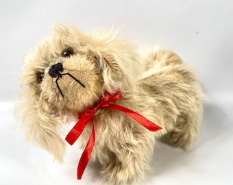 Antique Jopi Mohair Dog with Rotating Head – 1930s German Plush Toy, Glass Eyes