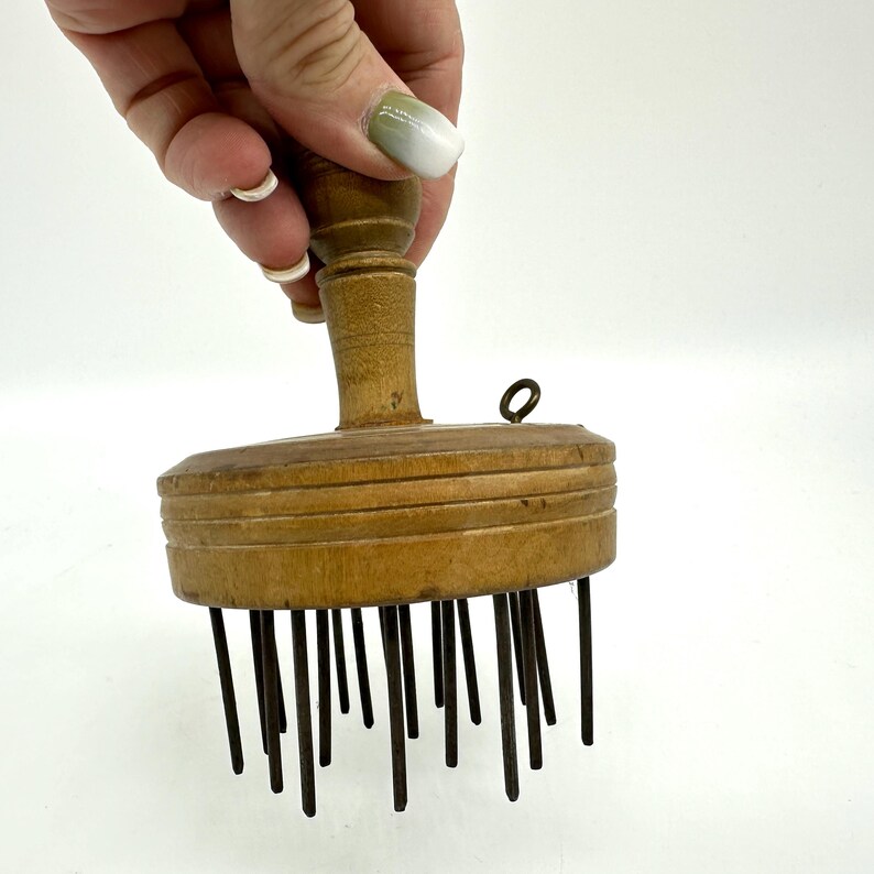 Wollkamm, Wollkamm, antik aus Holz, Skandinavisches Textilschmuck Bild 4