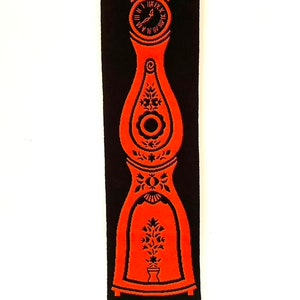 Handwoven Wool Tapestry: Mid-Century Modern Grandfather Clock Wall Art