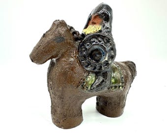 Vintage Pottery Viking Horse man Figurine: Åsa Gustavsson Swedish Design