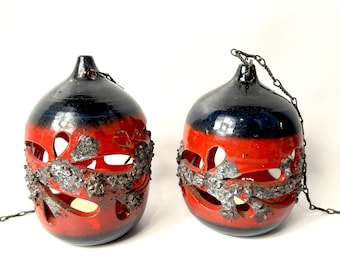ON HOLD*** Vintage 1960s Glit of Iceland Lava Fat Hanging Lanterns – Set of 2