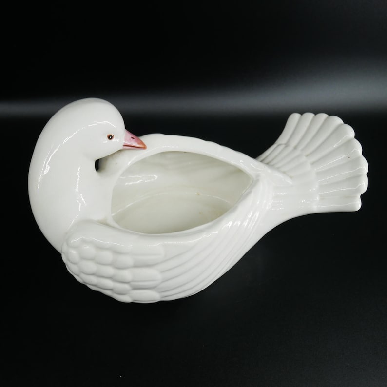 Swan planter, Italian Ceramic Hand Painted Bird Decor image 2