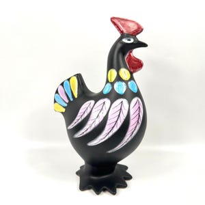 Rooster Piggy Bank, Hand Painted Syco Bird Figurine, 1960s