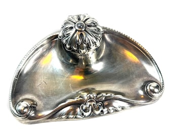 Jugendstil-Tintenfass-Schreibtischset mit Glaseinsatz, 1930er Jahre
