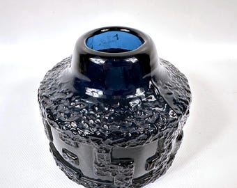 Scandinavian brutalist Cobalt Blue Glass Vase - Göte Augustsson, Ruda, 1960s