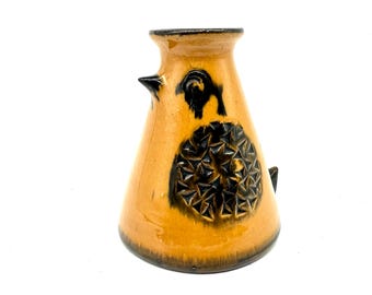 Denmark Pottery Jug Vase – MCM whimsical Bird Design, Signed