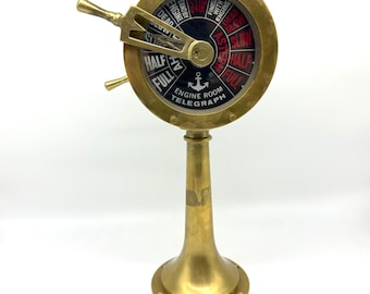 Brass Ship Telegraph – Vintage Engine Room Control, Nautical Maritime Collectible, Original Marine Telegraph
