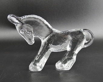 Scandinavian Art Glass Donkey – Kosta Boda Boda Zoo Series by Bertil Vallien, Sweden 1970s