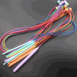 Afghan Tunisian Crochet Hook Carpet Knitting Weave  Plastic Needles Set Size 3.5-12.0mm