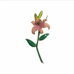 Enamel Pink Cala Lily Flower Brooch Vintage