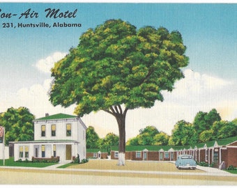 Huntsville Alabama, Bon-Air Motel, US Highway 231 - 1940s Linen Postcard