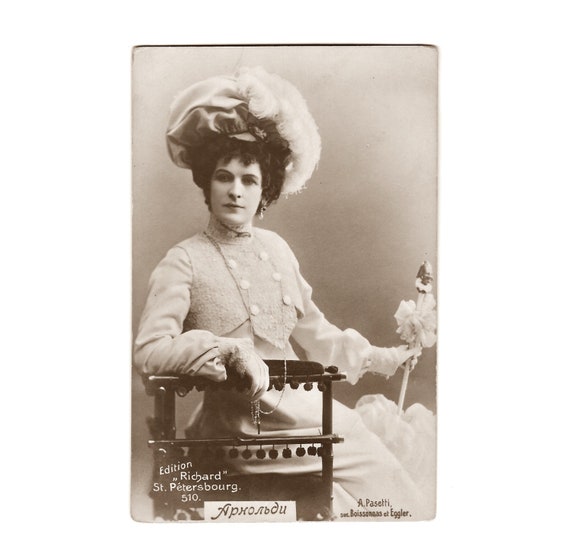 Veronique Russische Schauspielerin 1900 Modefoto RPPC Postkarte  Zaristisches Russland Edition Richard St. Petersburg Edwardianisches Kleid  - .de