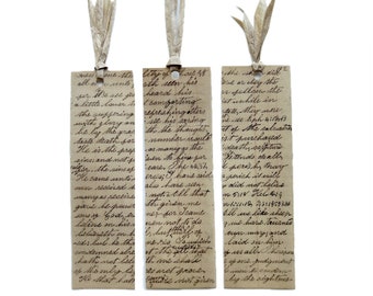 Antique Handwriting Bookmarks - Set of 3 - made from Authentic 19th Century Christian Pastor's Notes from the mid 1800s