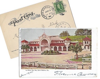 Los Baños del Mar Swimming Pool Original Building Postcard Postmarked 1904 Santa Barbara, California