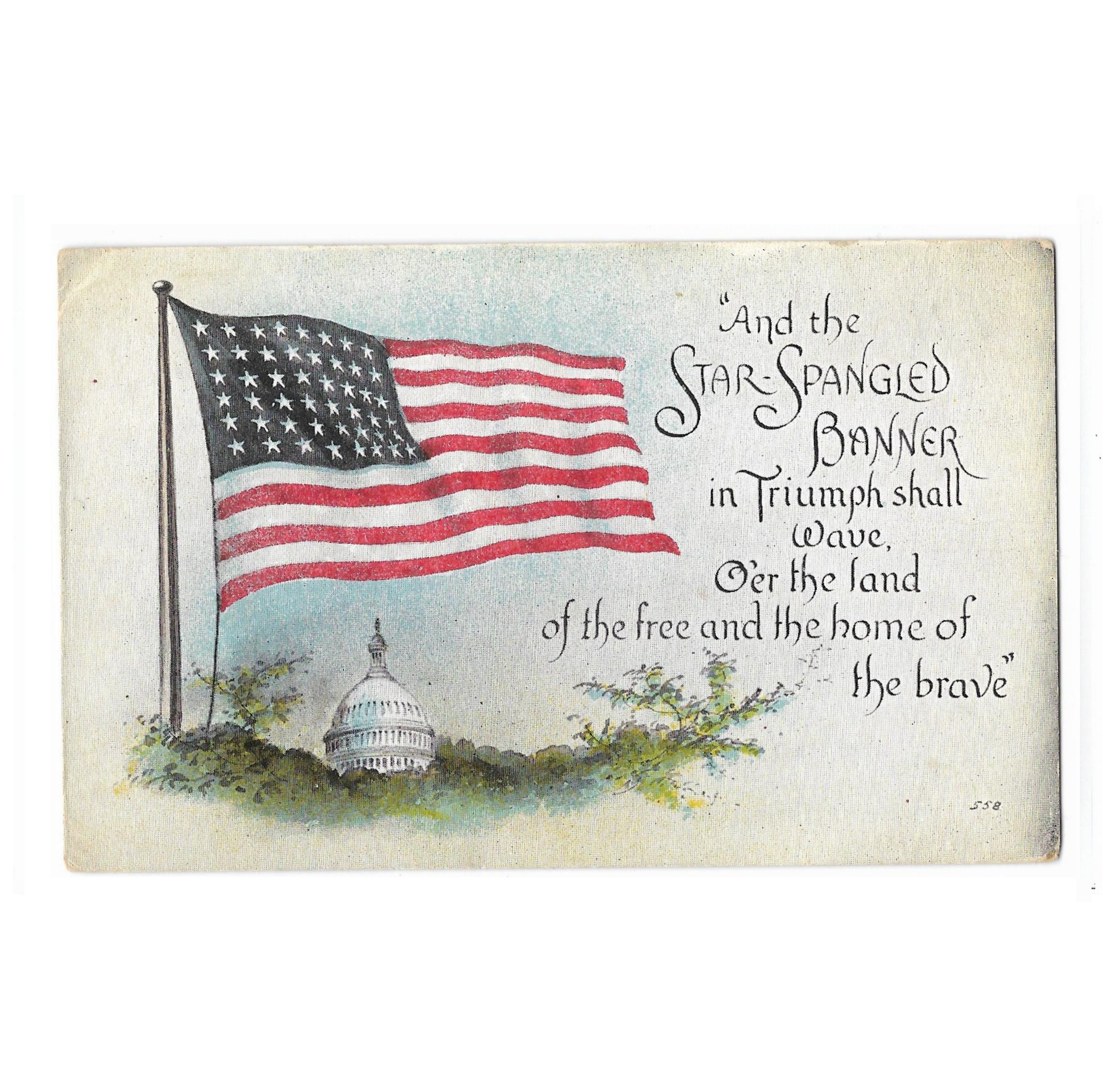 American Flag Star Spangled Banner Lyrics Vintage Sign