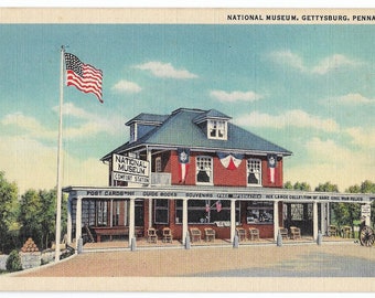 Gettysburg National Museum, American Civil War Historic Battlefield, Pennsylvania 1940s Linen Postcard