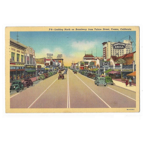 Fresno California Vintage Cars Street Scene Postcard Postmarked 1942