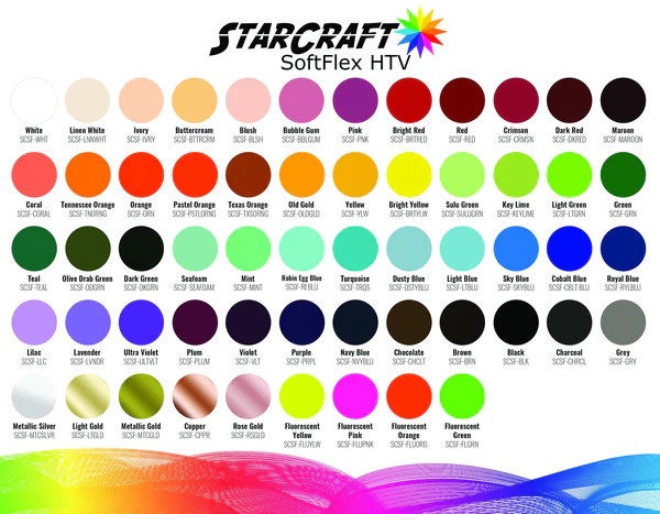 Semi-editable Starcraft HD Permanent Vinyl Glossy Color Chart