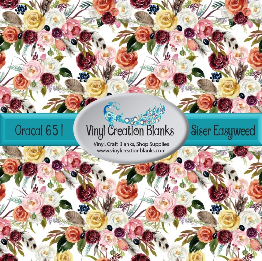 Boho Floral Pattern Printed Vinyl 