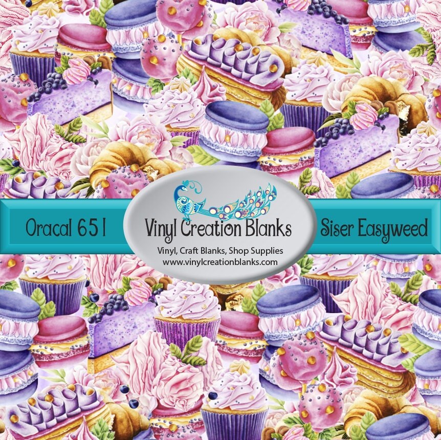 Printed HTV or ADHESIVE Adhesive Vinyl Cupcakes Design Vinyl Pattern Heat Transfer Heat Transfer Vinyl Printed Vinyl