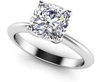 4.00 Carat Solitaire Diamond Engagement Ring Certified Cushion Cut J - SI1 GIA