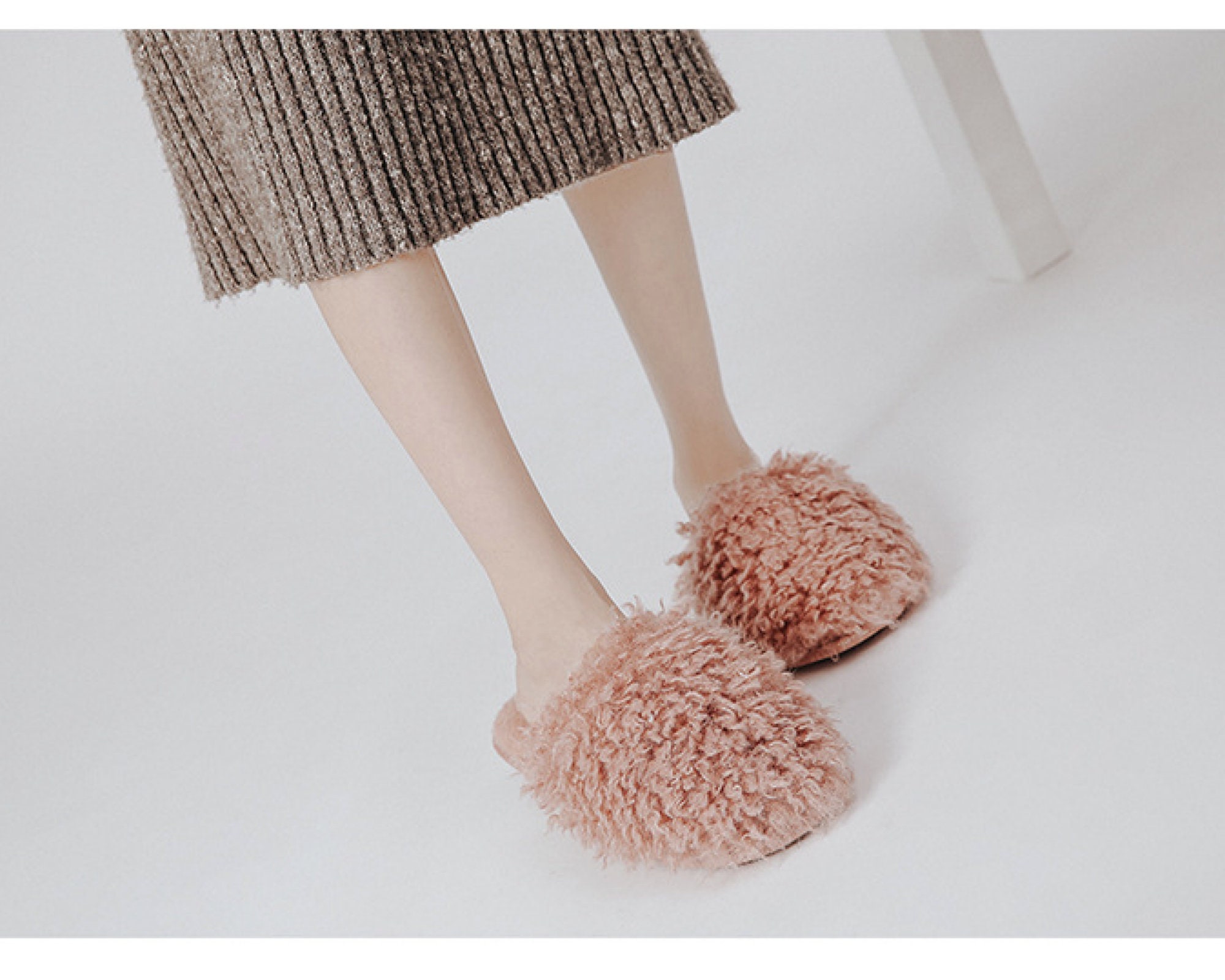 Faux fur fluffy warm slippers pink aesthetic women's Etsy