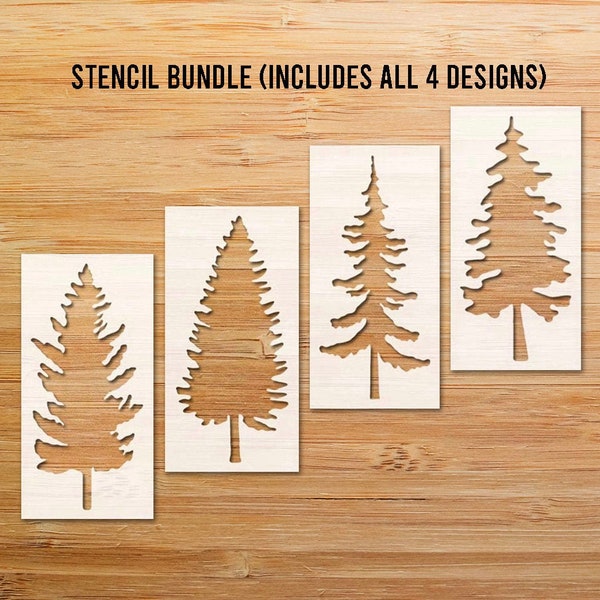 Pine Tree Stencil Bundle, Fir Tree Stencil Bundle, Christmas Tree Stencils, Evergreen Tree Stencil, Farm Trees Stencil, Tall Tree Stencil