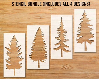 Pine Tree Stencil Bundle, Fir Tree Stencil Bundle, Christmas Tree Stencils, Evergreen Tree Stencil, Farm Trees Stencil, Tall Tree Stencil
