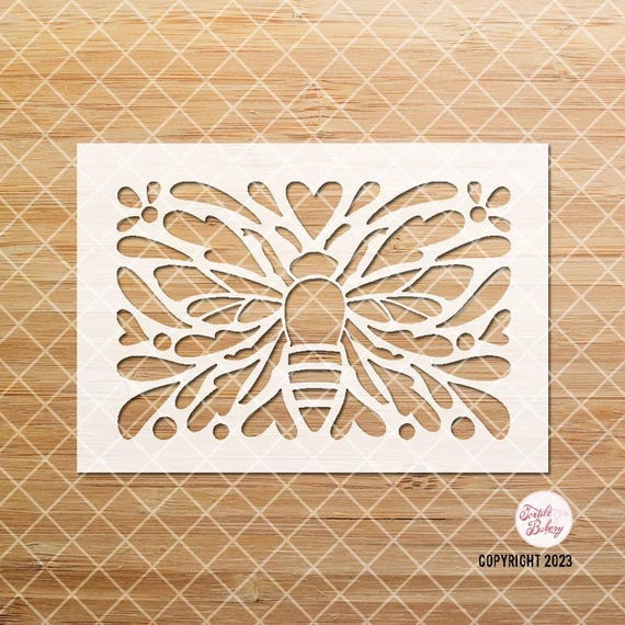 Bee Floral Stencil, Bee Folk Art Stencil, Bee Body Stencil, Spring Stencil, Craft Stencil, Reusable stencil, Bee Design Stencil, DIY Stencil