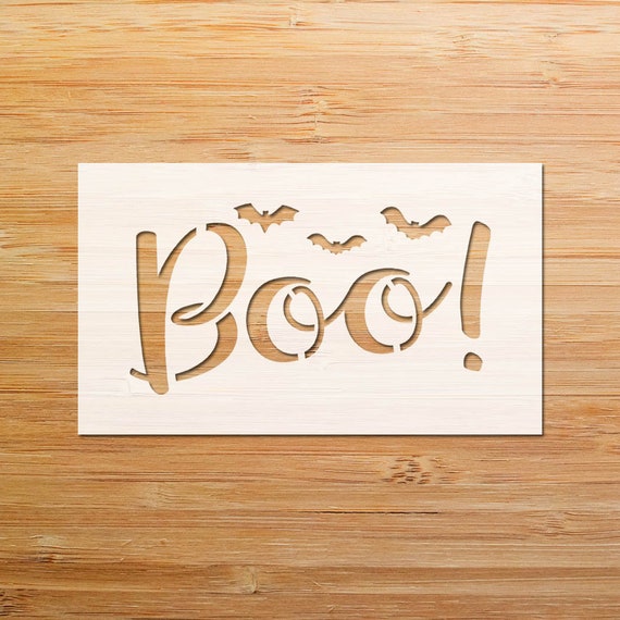 Boo Stencil, Boo! Stencil, Boo and Bats Stencil, Halloween Stencil, Spooky Stencil, Reusable, Craft Stencil, Halloween Theme, DIY Stencil