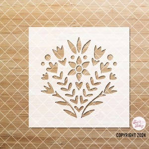 Folk Floral Stencil, Flower Stencils For Painting, Flower Stencil for Painting, Mother’s Day Stencil, Reusable Floral Stencils, Wall Stencil