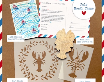 Snail Mail Craft Club – Monthly Themed Handcrafted Wood Craft & Stencil • Folk-Art Mail Kit • Creative Pen Pal Mail - Monthly Subscription