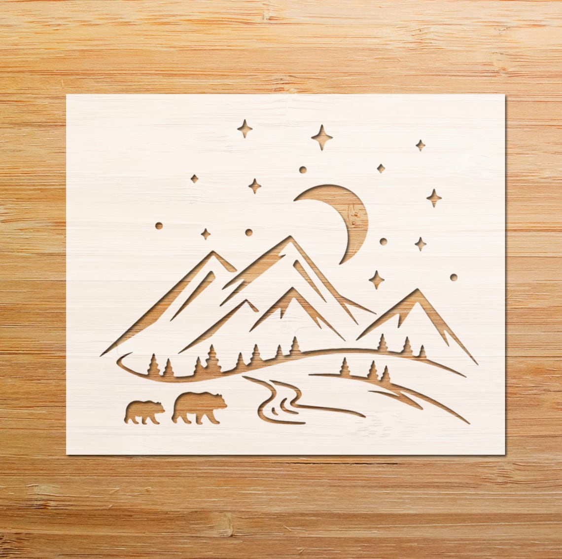 Mountain Stencil Adventure Stencil Nature Stencil Bear - Etsy