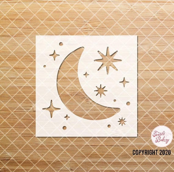 Moon and Stars Stencil, Cute Stencil, Moon Stencil, Wall Stencil, Reusable, Home Decor, Galaxy Stencil, Space Stencil, Moon Stars, DIY Craft