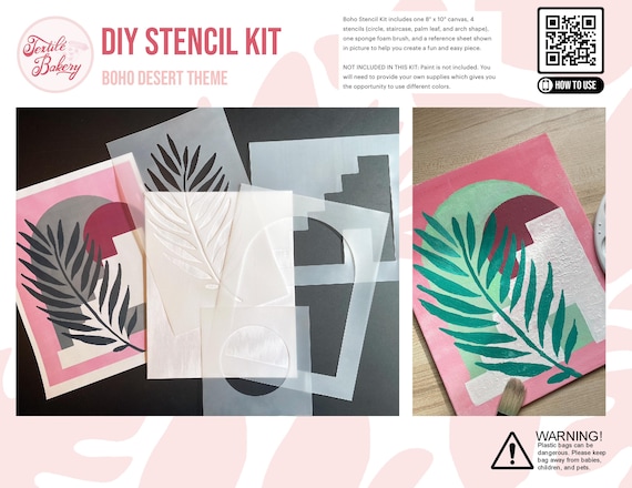 Boho Stencil Kit, Minimalist Art, Gift for Painting, Paint by Stencil Kit, Stencil Kit, Paint and Sip, Stencil Pack, Boho Minimalist Stencil