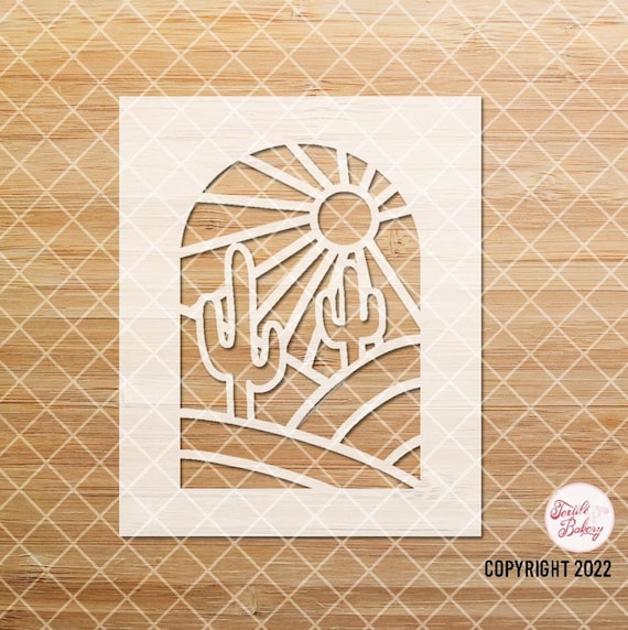 Cactus Stencil, California Stencil, Boho Stencil, Desert Scene Stencil, Arizona Stencil, Joshua Tree Stencil, Craft Stencil, Desert Stencil