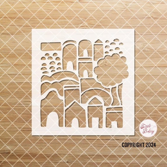 Mediterranean Stencil, Greek Town Stencil, Houses Stencil, Coastal Town Stencil, Home Stencil, Scrapbook Stencil, Craft Stencil, DIY