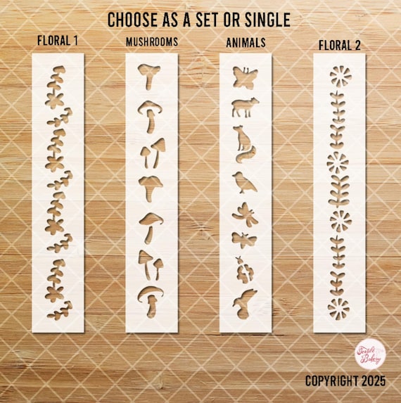 Bookmark Stencil Set, Book Decoration Stencil, Fantasy Book Stencil, Cottage-core Stencil, Stencil, Scrapbook Stencil, DIY Book Stencil