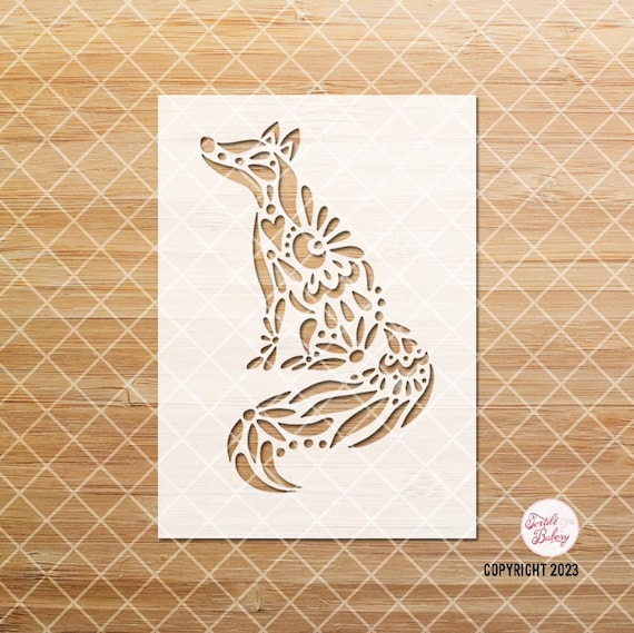 Fox Stencil, Fox Floral Stencil, Card-making Stencil, Animal Stencil, Reusable stencil, Craft stencil, DIY Stencil, Journal Stencil