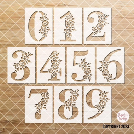 Floral Numbers Stencil, Number Stencils, DIY Stencils, Address Stencil, Wedding Stencil, Party Stencil, Numerical Stencils, Stencil Pack