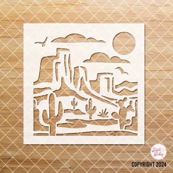 Cactus Stencil, Utah Stencil, Boho Stencil, Desert Scene Stencil, West Stencil, Cowboy Stencil, Craft Stencil, Desert Stencil