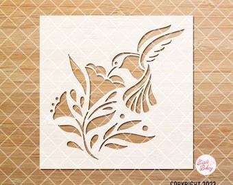 Hummingbird Stencil-Stencils-Stencils for Painting-Art Stencil-Plastic Stencil-Bird Stencil-Reusable Stencil-Craft Stencil-Journal Stencil