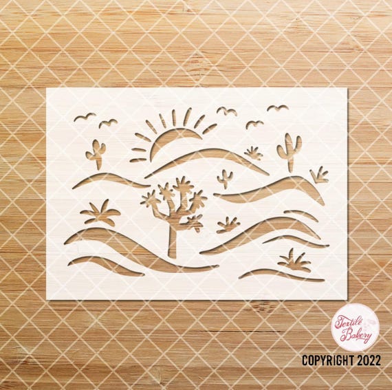 Cactus Stencil, California Stencil, Scene Stencil, Desert Scene Stencil, Arizona Stencil, Joshua Tree Stencil, Craft Stencil, Desert Stencil