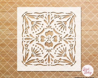 Floral Tile Stencil, Stencil Design, Tile Stencil, Vintage Tile Stencil, Ornate Tile Stencil, Reusable Stencil, DIY, Textile Stencil, Floor