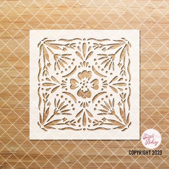 Floral Tile Stencil, Stencil Design, Tile Stencil, Vintage Tile Stencil, Ornate Tile Stencil, Reusable Stencil, DIY, Textile Stencil, Floor