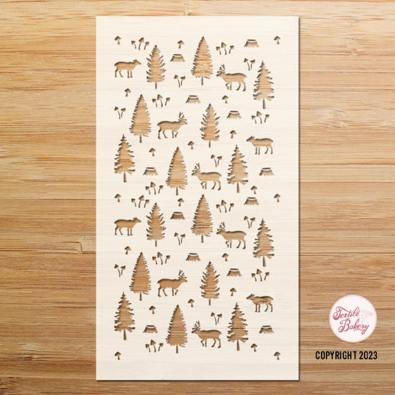 Deer Forest Stencil, Deer Woods Stencil, Forest Stencil, Wall Stencil, Reusable stencil, Craft stencil, Deer Stencil, Woodland Stencil