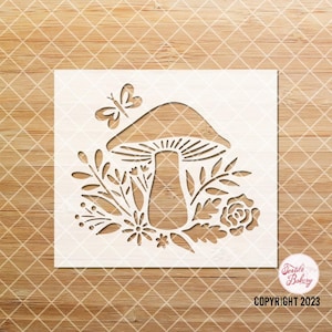 Mushroom Stencil, Mushroom Woodland Leaf Stencil, Cottage Stencil, Cottagecore Stencil, Plant Stencil, Floral Stencil, Craft Stencil, DIY