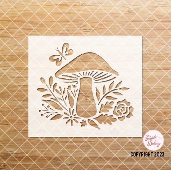 Mushroom Stencil, Mushroom Woodland Leaf Stencil, Cottage Stencil, Cottagecore Stencil, Plant Stencil, Floral Stencil, Craft Stencil, DIY